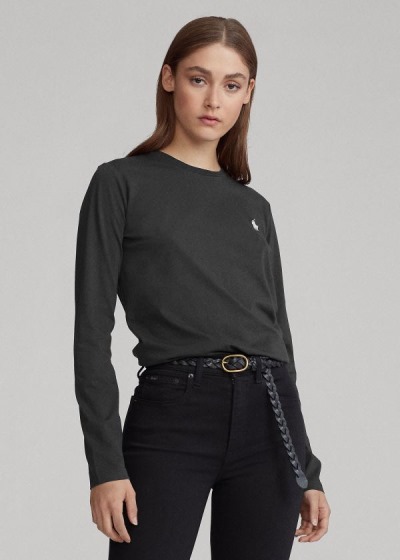 Camisa Polo Ralph Lauren Mujer Negros - Jersey Long-Sleeve - JXTVL2180